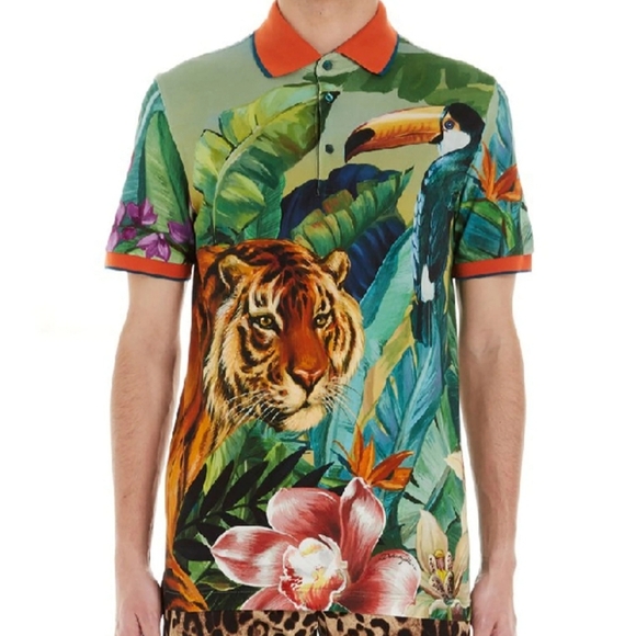 Dolce & Gabbana Other - Dolce & Gabbana cotton polo shirt with jungle print size 9/10